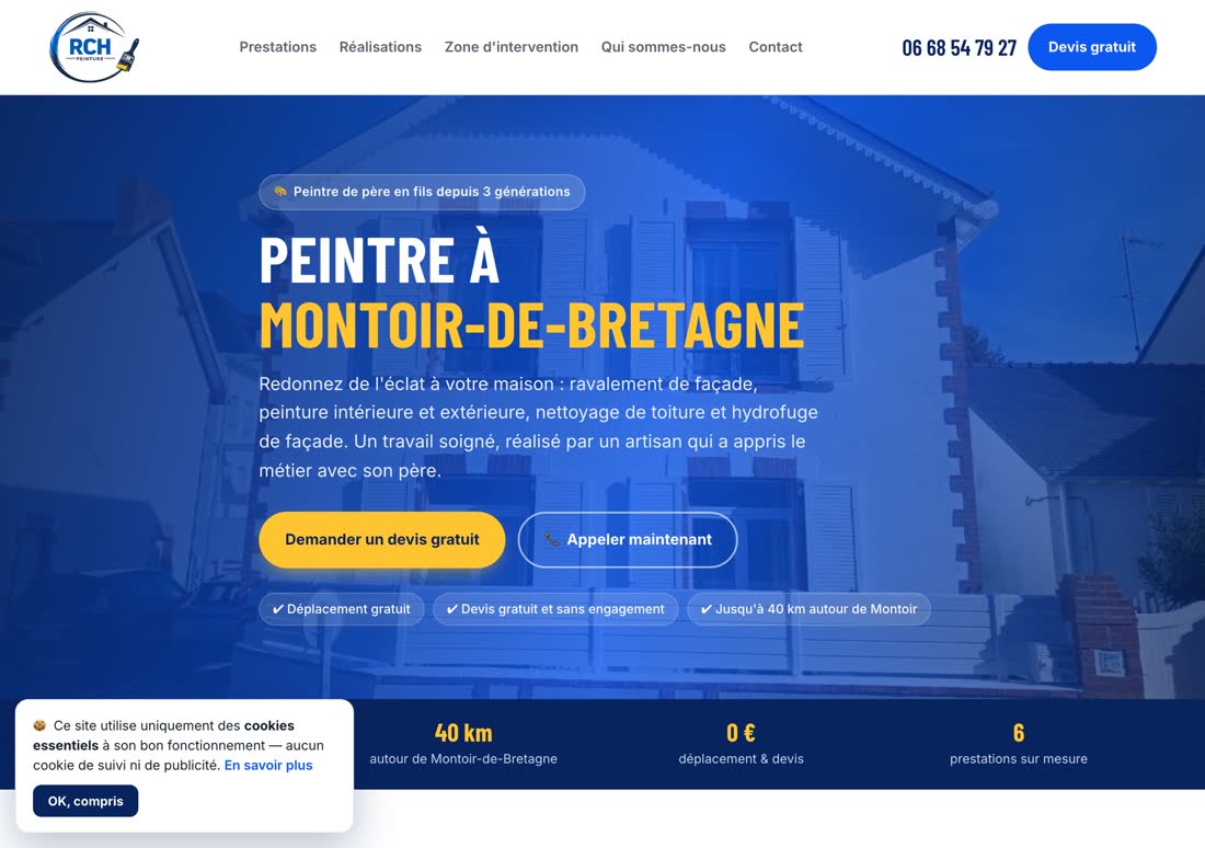 Site de RCH Peinture, peinture et ravalement